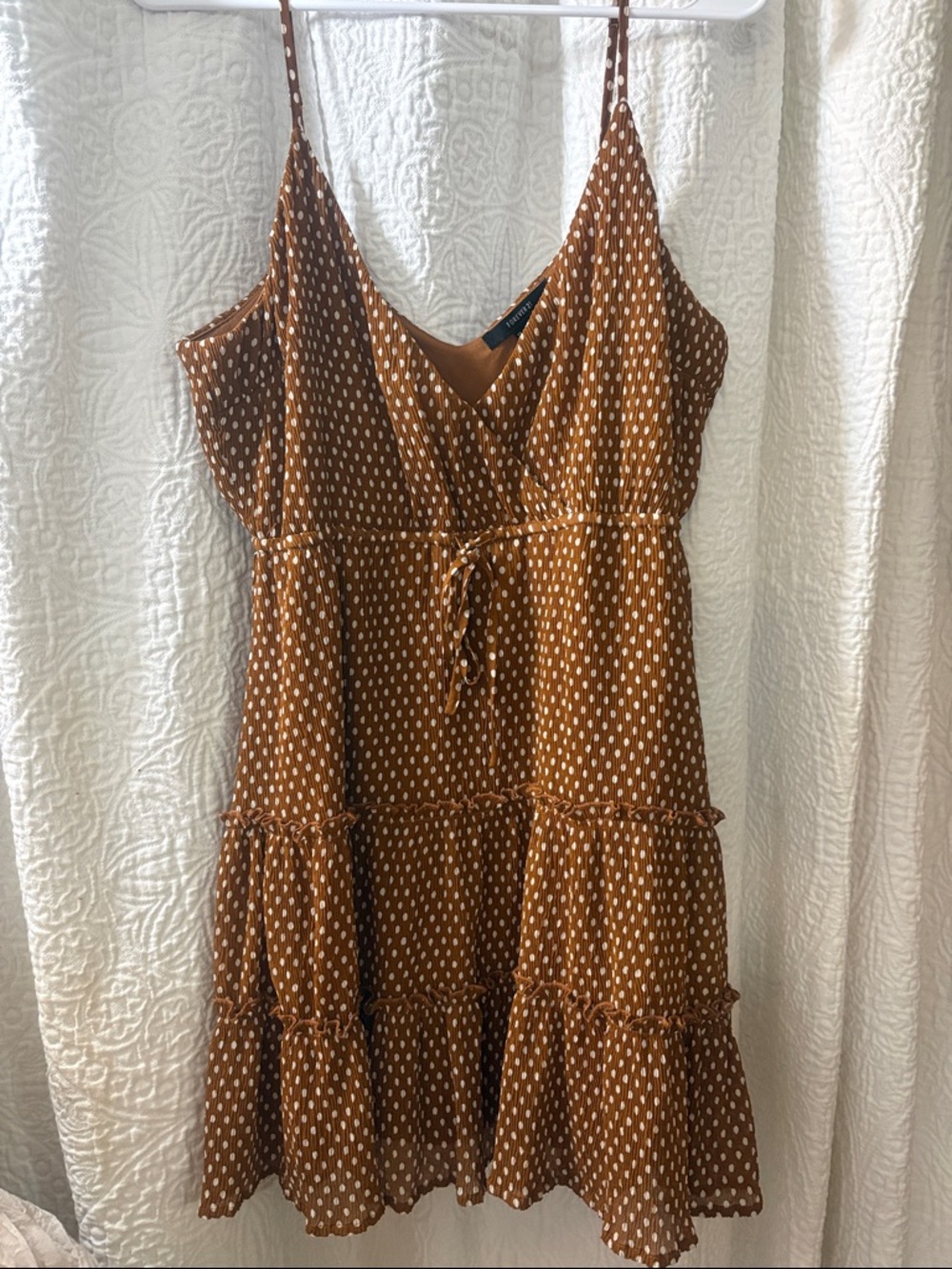 Forever 21 Brown Polka Dot Tiered Mini Dress